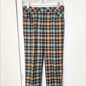 Trina Turk Plaid Trouser Pants Brown Green 2